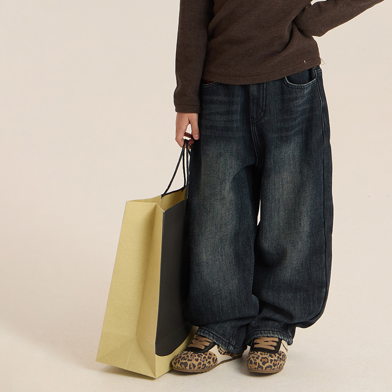 艾摩贝贝男女童韩版复古牛仔裤