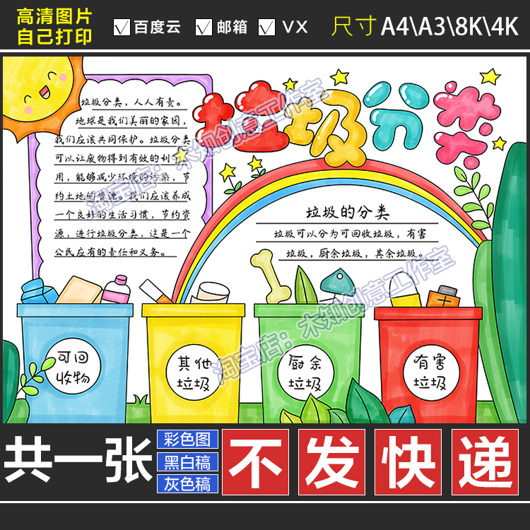 009环保人人有责垃圾分类手抄报模板电子版小学生绿色环保手抄报