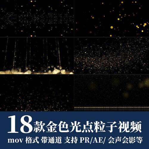 pr视频素材唯美金色光点光斑ae粒子闪烁飘动mov动画alpha透明通道