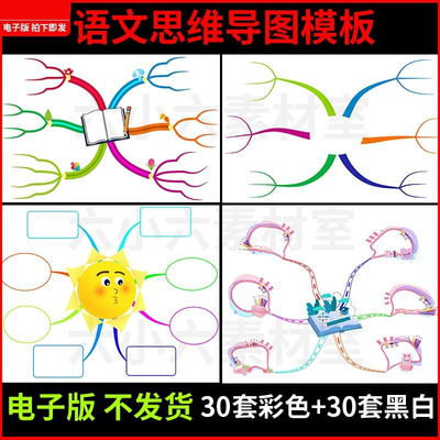 语文思维导图一二三年级小学生诗词阅读假期作业通用电子模板a4A3