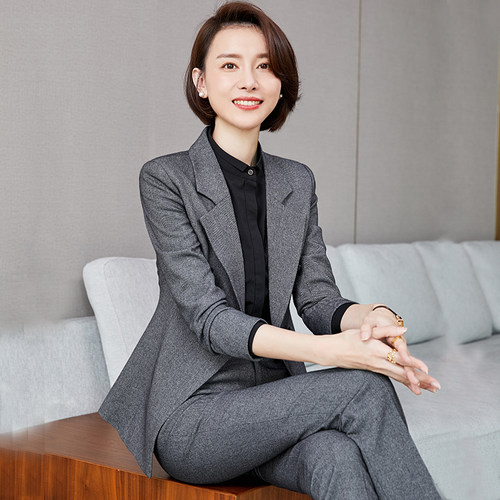 西装套装灰色高端职业春秋气质女神范售楼部工作服高级感西服