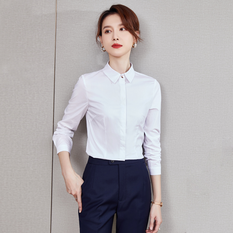 职业白衬衫男女长袖春秋新款气质工装工作服上衣夏正装衬衣