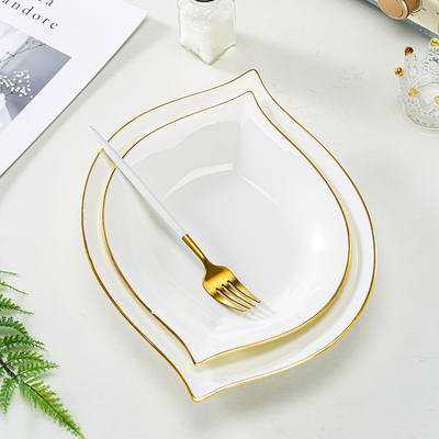 2024新型景德镇骨瓷餐具金边盘家常菜盘中式创意海鲜盘冷盘