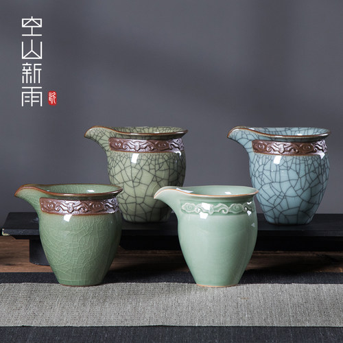 龙泉青瓷公道杯哥窑冰裂大号