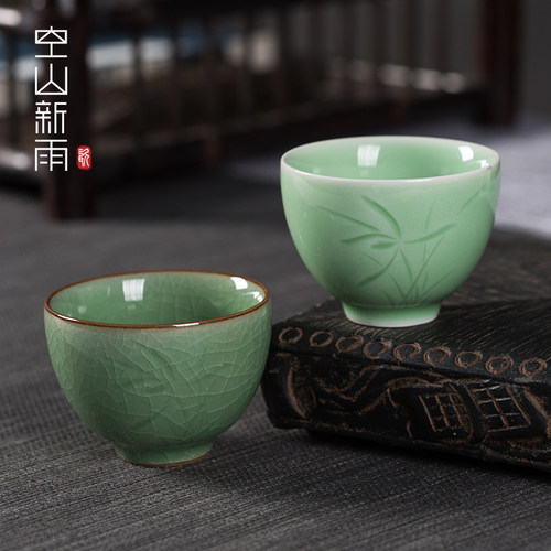 龙泉青瓷品茗杯陶瓷哥窑
