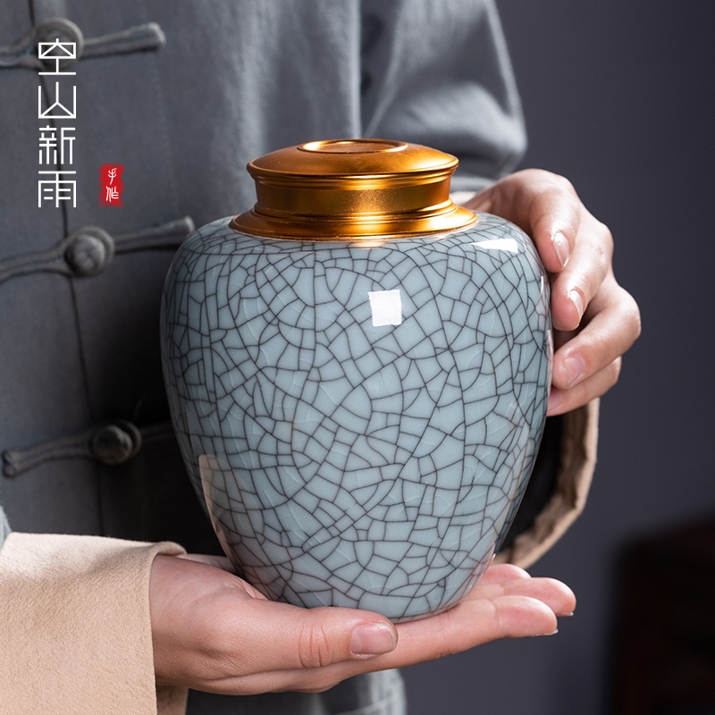 龙泉青瓷大号大容量茶叶罐密封罐陶瓷家用高档红茶普洱茶罐存储罐