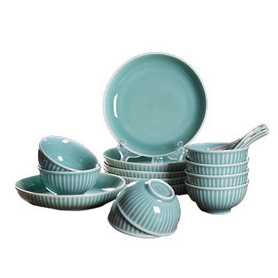 【正品认证】龙泉青瓷餐具套装