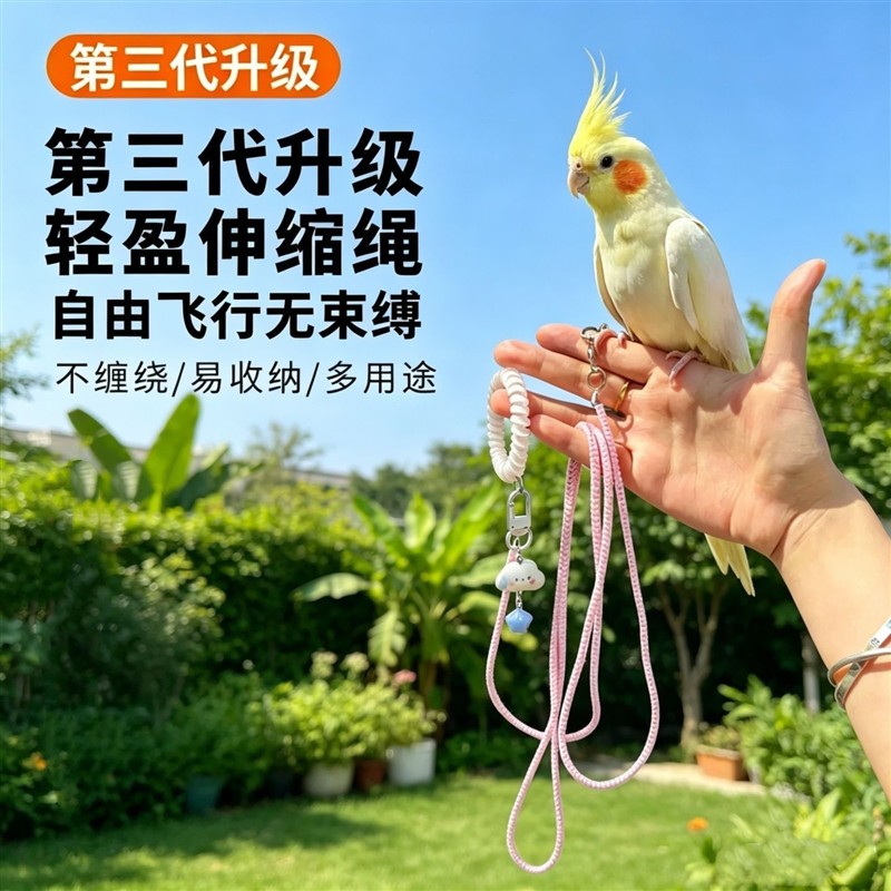 鹦鹉放飞绳不伤脚超轻牵引绳虎皮玄凤牡丹小太阳脚环脚链遛鸟绳芰