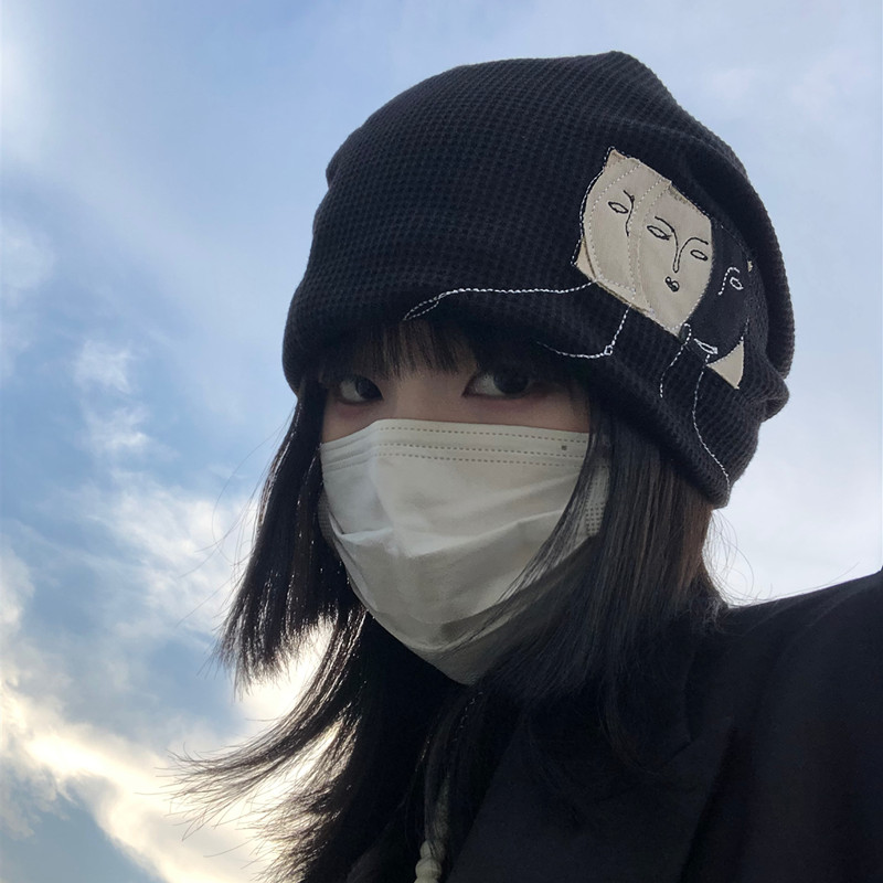 网红帽子女韩版潮ins百搭早秋日系头巾堆堆帽针织帽包头冷帽酷帅