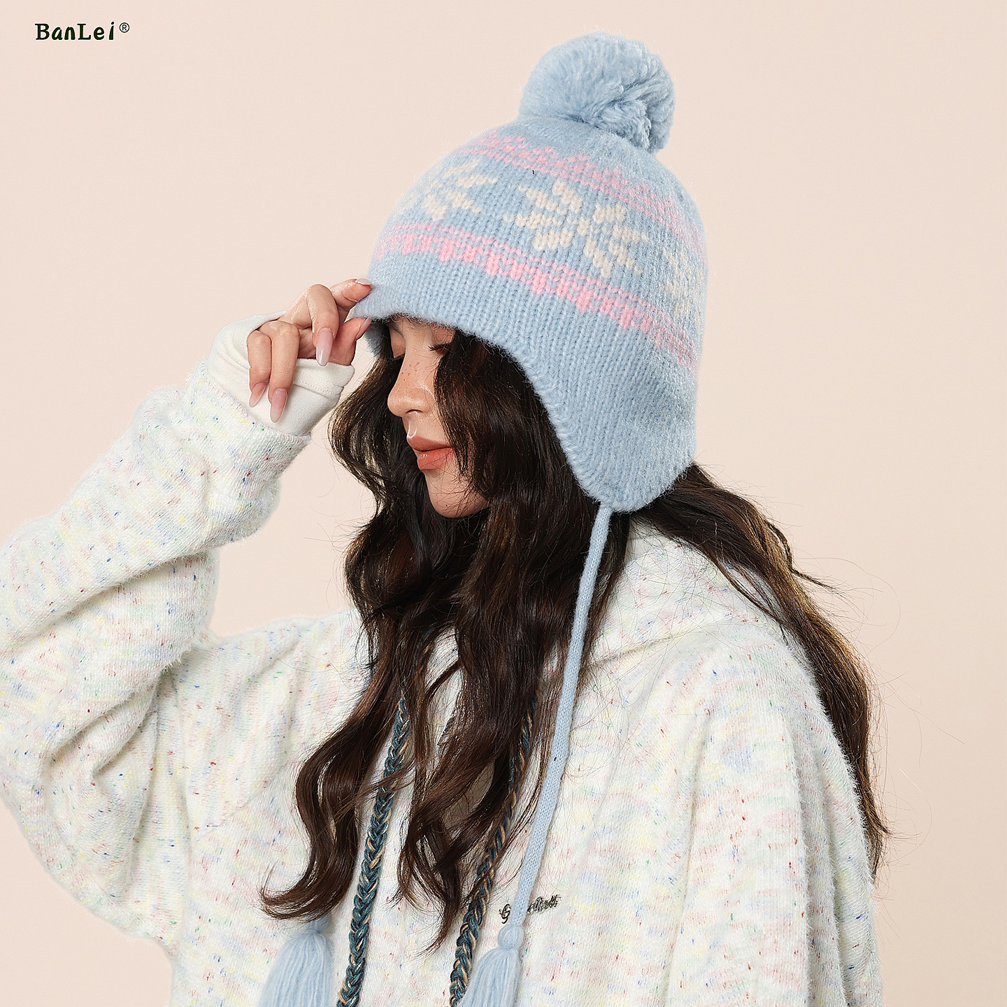 半蕾2025新款流速护耳针织帽