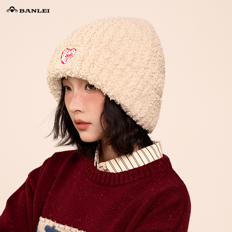 针织帽半蕾爱心毛绒男女保暖