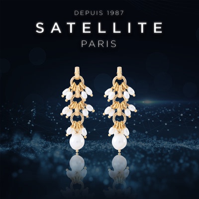 SATELLITE ELA系列耳针女珍珠串耳饰法国轻奢小众耳钉时尚配饰品