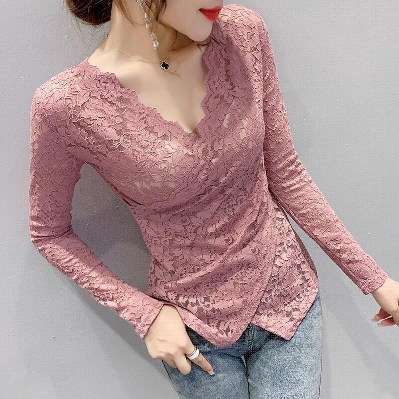 Autumn new sexy irregular V-neck lace bottoming shirt women|ruв категории Женская одежда, кружева свитер/шифон рубашка - от Buy2taobao.com для оказания профессиональной услуги покупки агента Taobao
