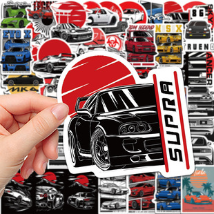 100张JDM日本车型改装 饰防水贴画 涂鸦贴纸高颜值帅气手帐笔记本装