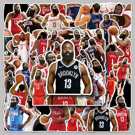 100张哈登篮球明星NBA球星周边贴纸爆款笔记本电脑手机壳防水贴画