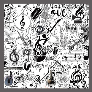 饰贴画防水 高级氛围感装 新款 106张黑白系列音符贴纸ins风创意个性