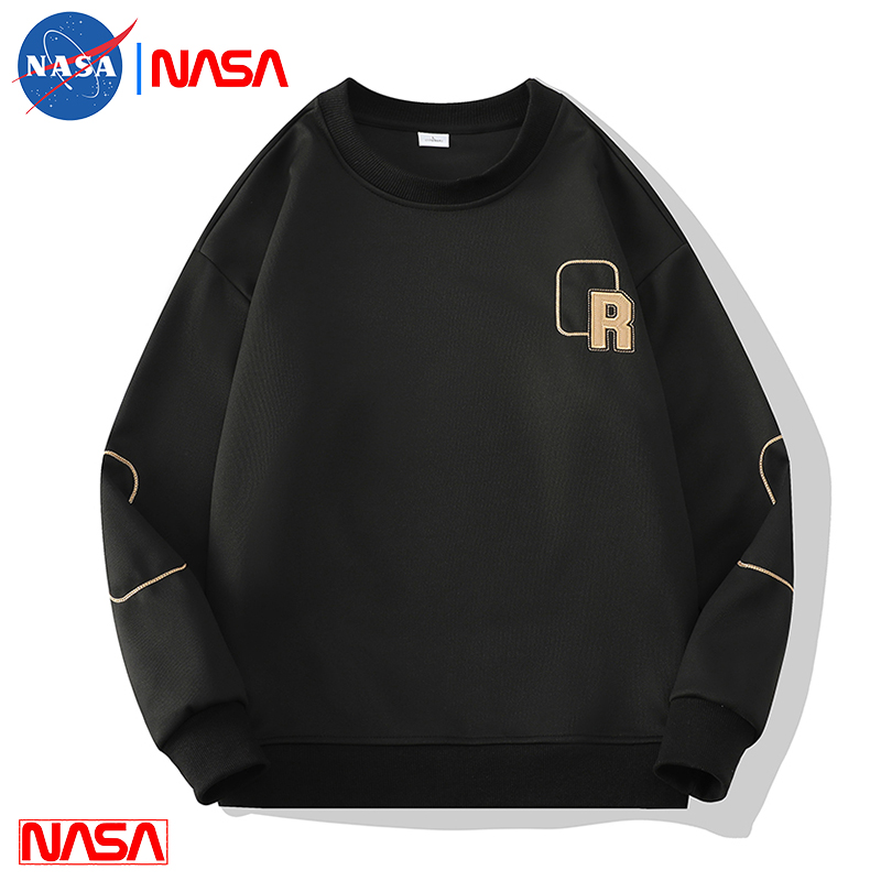 奥特莱斯NASA潮牌春秋季男士新款绣花大码休闲卫衣时尚宽松打底衫