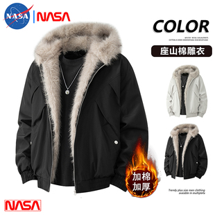 冬季男士潮流新款时尚大毛领保暖棉衣服休闲宽松男女连帽夹克外套