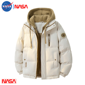 连帽假两件棉衣美式 冬季 潮牌男士 潮流休闲宽松男女加厚保暖面包服