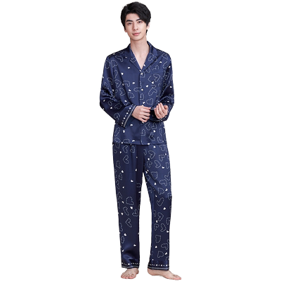 绣娘丝绸男款真丝睡衣套装