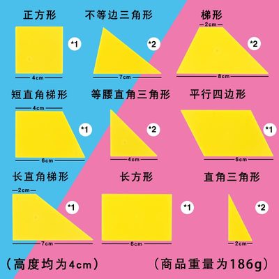 面积学习盒面积公式推导演示测算图形教具面积一年级下册认识几何图形片小方格小学二三年级五年级数学教具 虎窝淘
