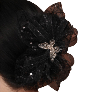 蝴蝶结抓夹女丸子头发抓后脑勺双面发卡鲨鱼夹公主头盘发神器头饰