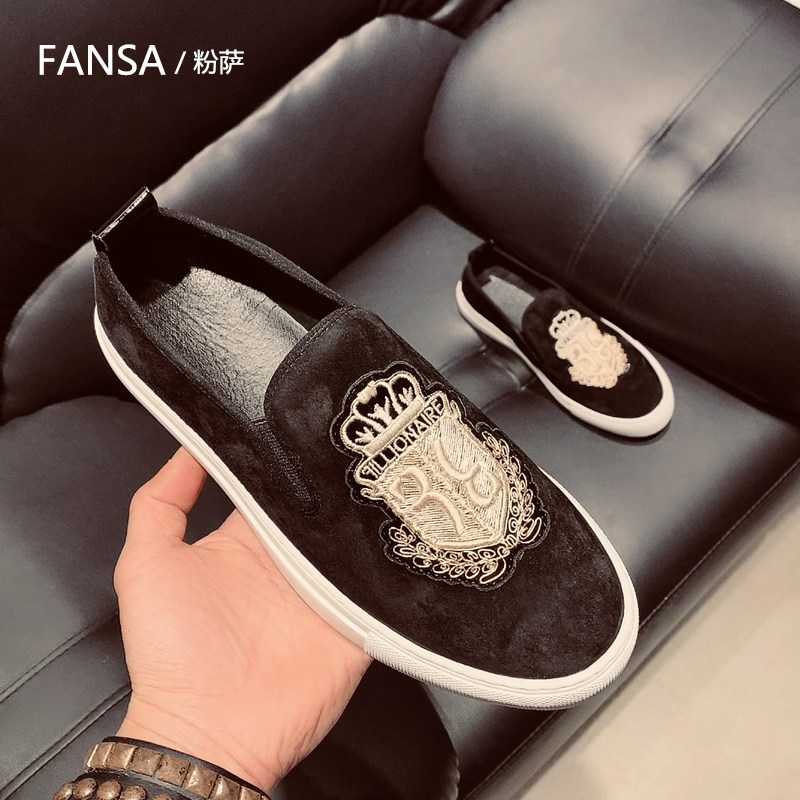 潮流官网正品美杜莎真头层牛皮套脚一脚蹬男欧洲站潮牌休闲乐福鞋