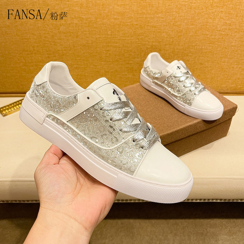 奢侈品牌休闲小白鞋男士轻便潮流大牌时尚小蜜蜂鞋男新款亮片板鞋