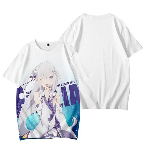 从零开始的异世界动漫周边爱蜜莉雅印象新短袖T恤二次元cos夏上衣