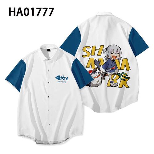 鲨鱼娘Gawr Gura噶呜古拉应援动漫周边短袖衬衫潮男女衣服