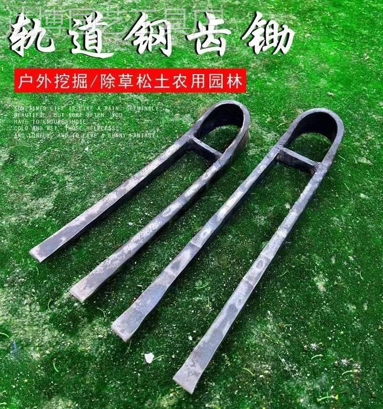 家用全钢长把二齿锄头两用挖土开荒种菜开垦种地农具两齿农用耙子