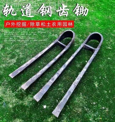 家用全钢长把二齿锄头两用挖土开荒种菜开垦种地农具两齿农用耙子