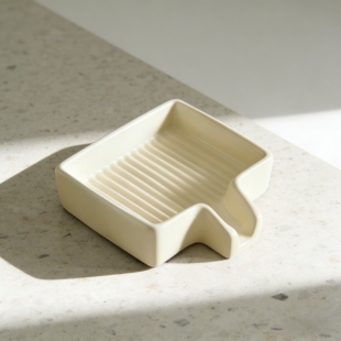 法式设计师款奶油风陶瓷皂盒浴室卫生间沥水香皂盒家用置物架