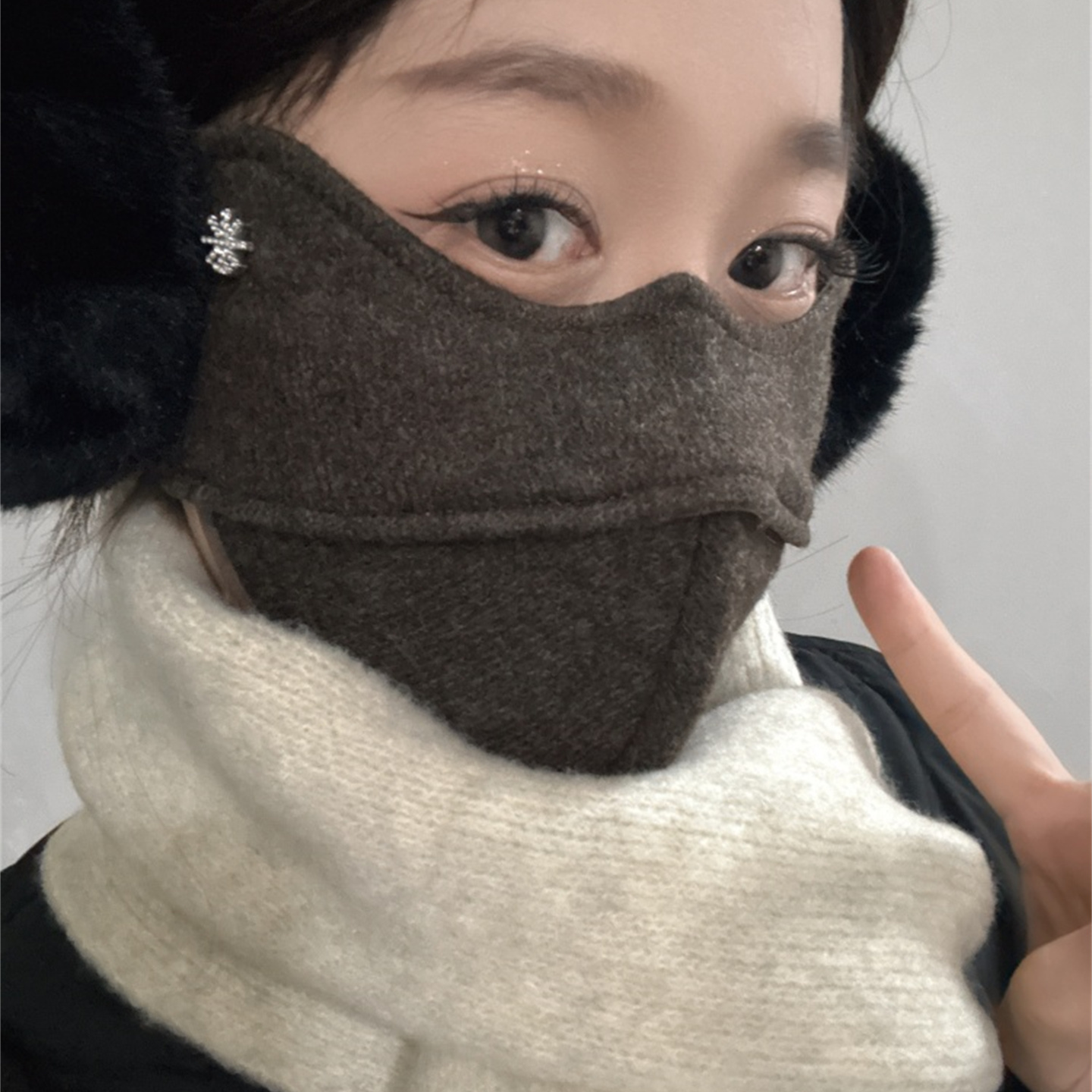 2025新款秋冬保暖口罩女高颜值护眼角防风面罩男加绒骑行电动车