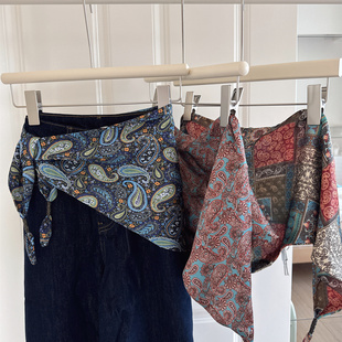 复古轻奢腰果花系腰屁帘2025新款三角巾腰带小众高级感腰间配饰女