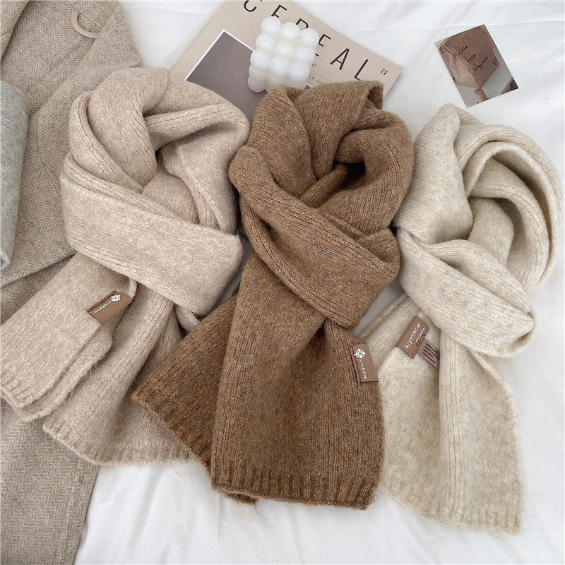 这颜色也太美了~韩国ins百搭奶茶色米色杏色仿羊绒毛茸茸小围巾冬
