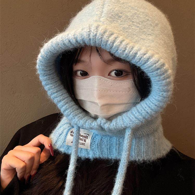 韩国巴拉克拉法帽子女冬季保暖帽子围脖一体情侣款护耳毛线针织帽,服饰配件/皮带/帽子/围巾,帽子,淘宝优惠券,粉丝福利购,淘宝优惠卷