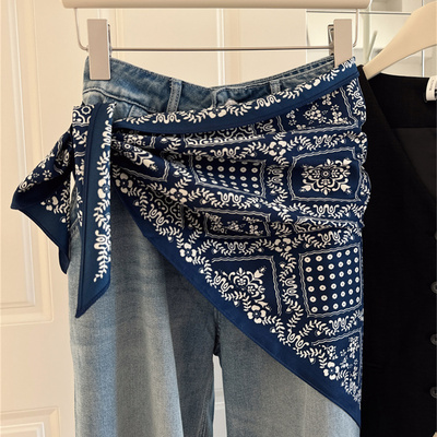 复古腰果花丝巾女系腰三角巾腰带牛仔裤腰间配饰旅游百搭方巾屁帘