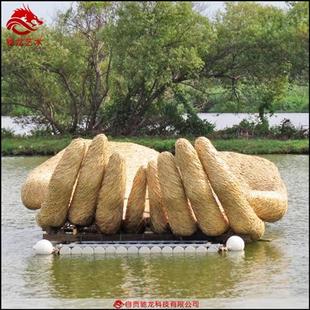 置制作厂家景观地景打造藤编工艺美陈定制厂家 竹编艺术鸟雕塑装