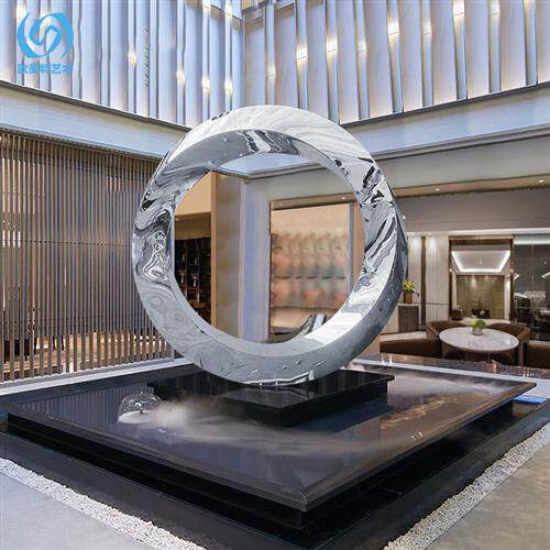 厂家供应不锈钢时空圆环雕塑摆件户外售楼处园林庭院酒店水景景观