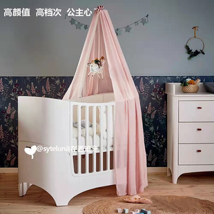可移动多功能椭圆形儿童新生宝宝促 品婴儿床拼接大床实木原木欧式
