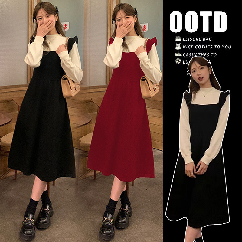 大量孕妇春装连衣裙2026新款韩版宽松甜美假两件娃娃针织裙春季