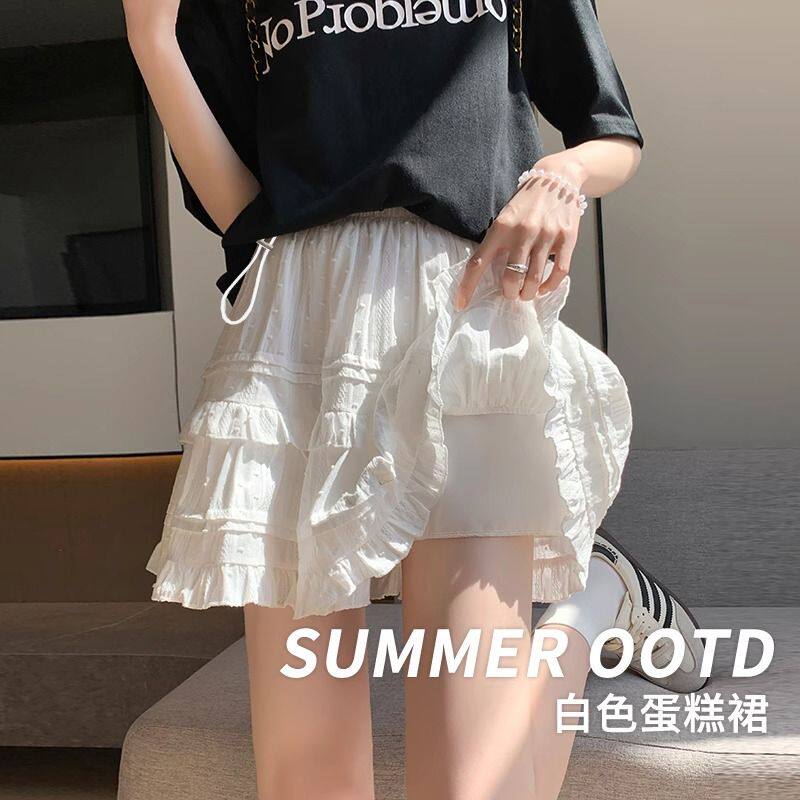 孕妇裙白色蛋糕裙夏季薄款2026显瘦芭蕾风半身裙蕾丝a字蓬蓬短裙