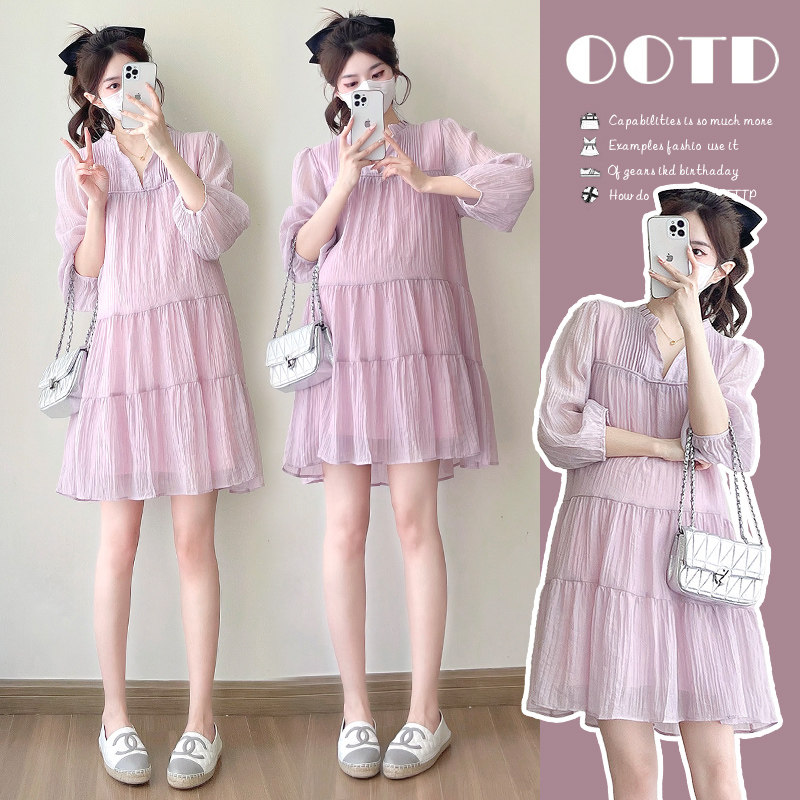 实拍现春季上新2026简约舒适宽松慵懒文艺大码连衣裙孕妇装