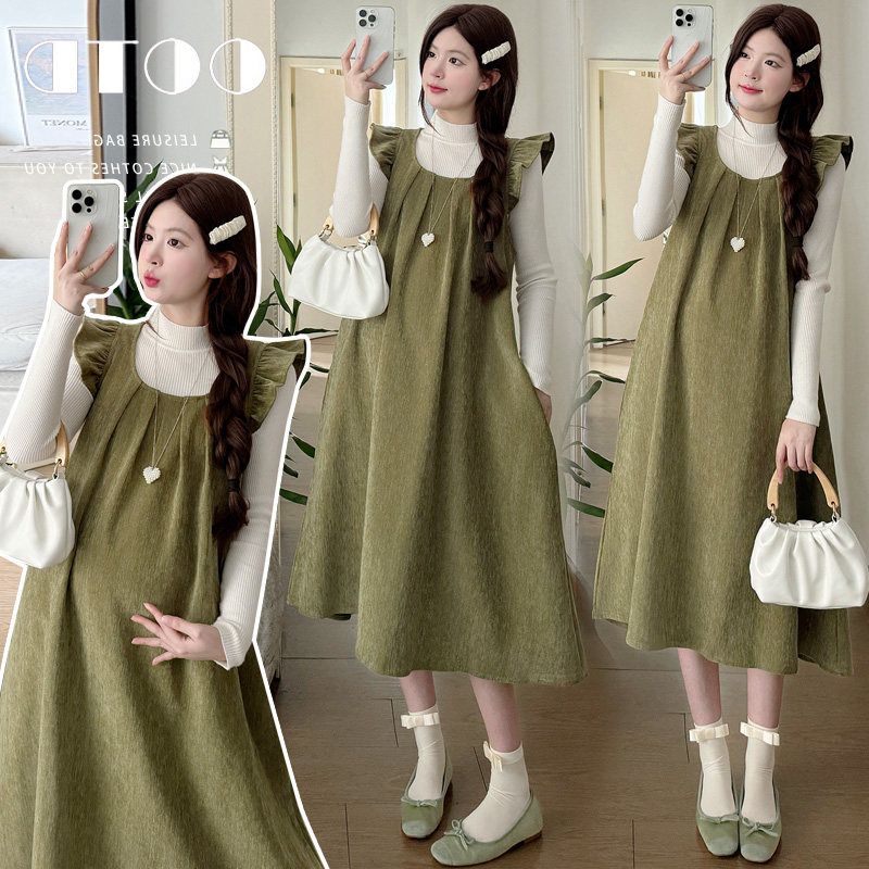 实拍 孕妇装春款背心连衣裙两件套