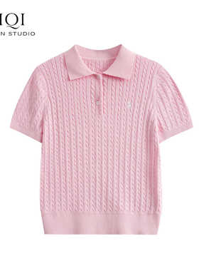 CIQI短袖麻花针织polo短袖衫
