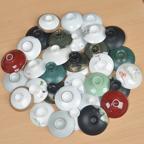 盖碗茶杯单盖子配件白瓷青瓷盖子