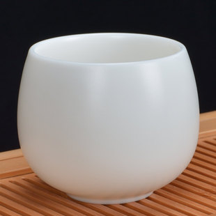 羊脂玉白瓷主人杯品茗杯单个茶盏家用陶瓷功夫素烧杯男女士单杯子