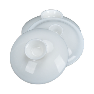 羊脂玉盖碗盖子白瓷描金盖碗单盖子三才盖碗茶碗茶杯盖子配盖陶瓷