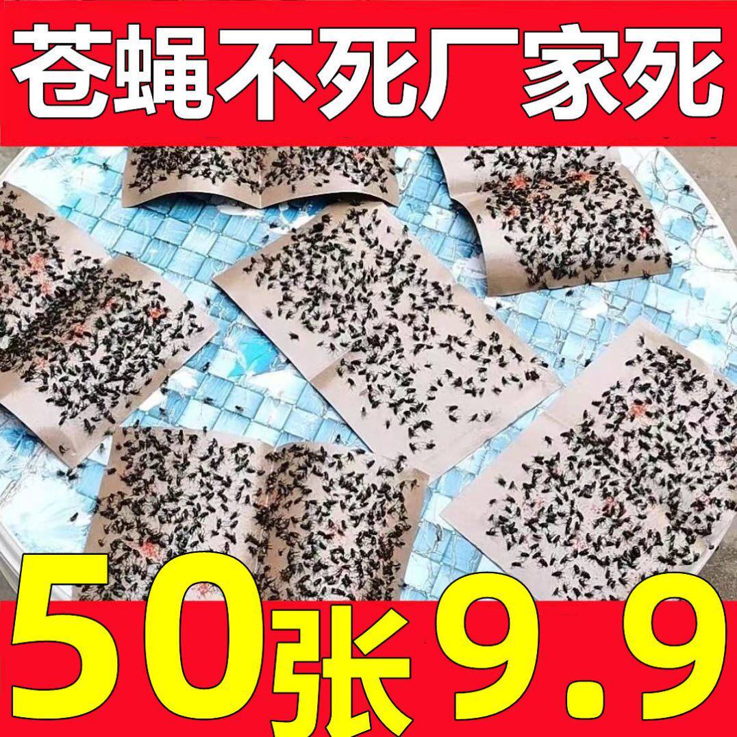 灭蝇纸苍蝇贴强力粘苍蝇板纸捕蝇子贴抓除苍蝇神器大号商用粘蝇贴